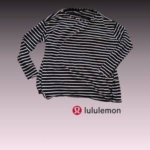lululemon athletica Striped Long Sleeve Top - Black and White